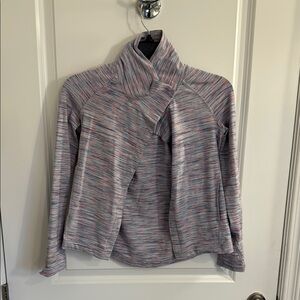 Gray and Pink Cowl Neck Sweater with Asymmetrical Design